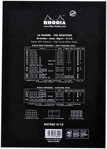 Schrijfblok Rhodia A4 dots 80 vel 80gr zwart-2