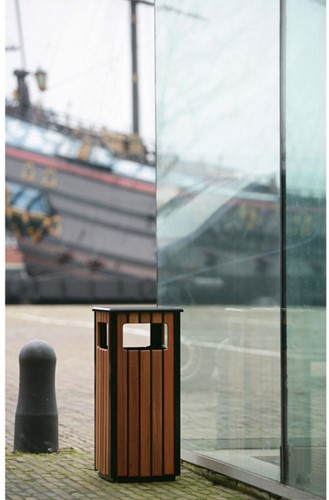 Afvalbak Vepa Bins voor buiten 36 liter zwart/houtlook-3