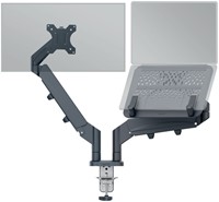 Monitor- en laptoparm Leitz Ergo ruimtebesparend dubbel donkergrijs-1