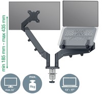 Monitor- en laptoparm Leitz Ergo ruimtebesparend dubbel donkergrijs-2