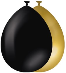 Ballonnen goud en zwart 10 stuks
