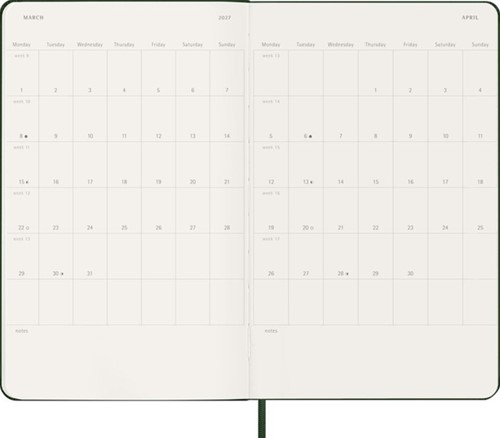 Agenda 2027 Moleskine 12M Planner Weekly 7dagen/1pagina large hc myrtle green-1