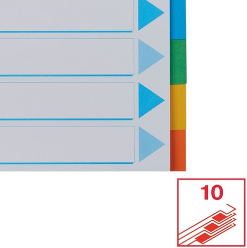 Tabbladen Esselte Standaard A4 10-delig karton 11-rings met voorblad assorti-7