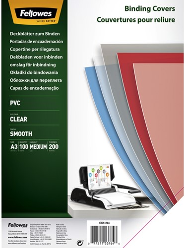 Voorblad Fellowes A3 PVC 200micron 100 stuks