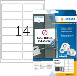 Etiket HERMA 10016 99.1x38.1mm verwijderbaar wit 350 stuks