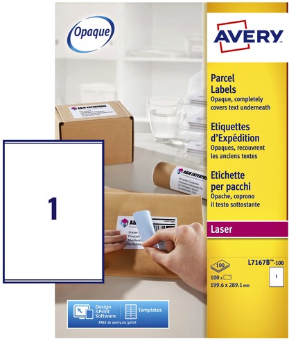 Etiket Avery L7167B-100 199.6x289.1mm blockout 100 stuks