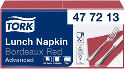 Lunchservet Tork Advanced 1/4 vouw 2-laags 328x325mm 200 vel bordeauxrood 477213